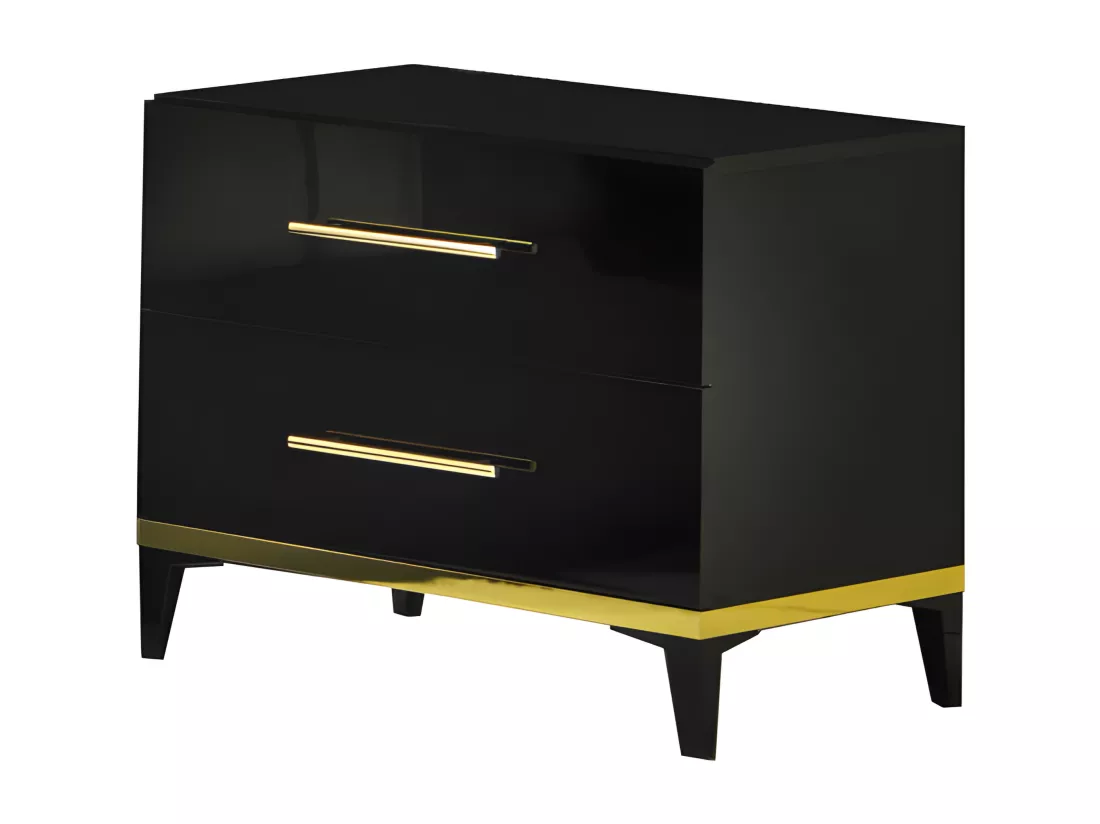 Chambre complète 140x190 Noir brillant/Or - LADABI