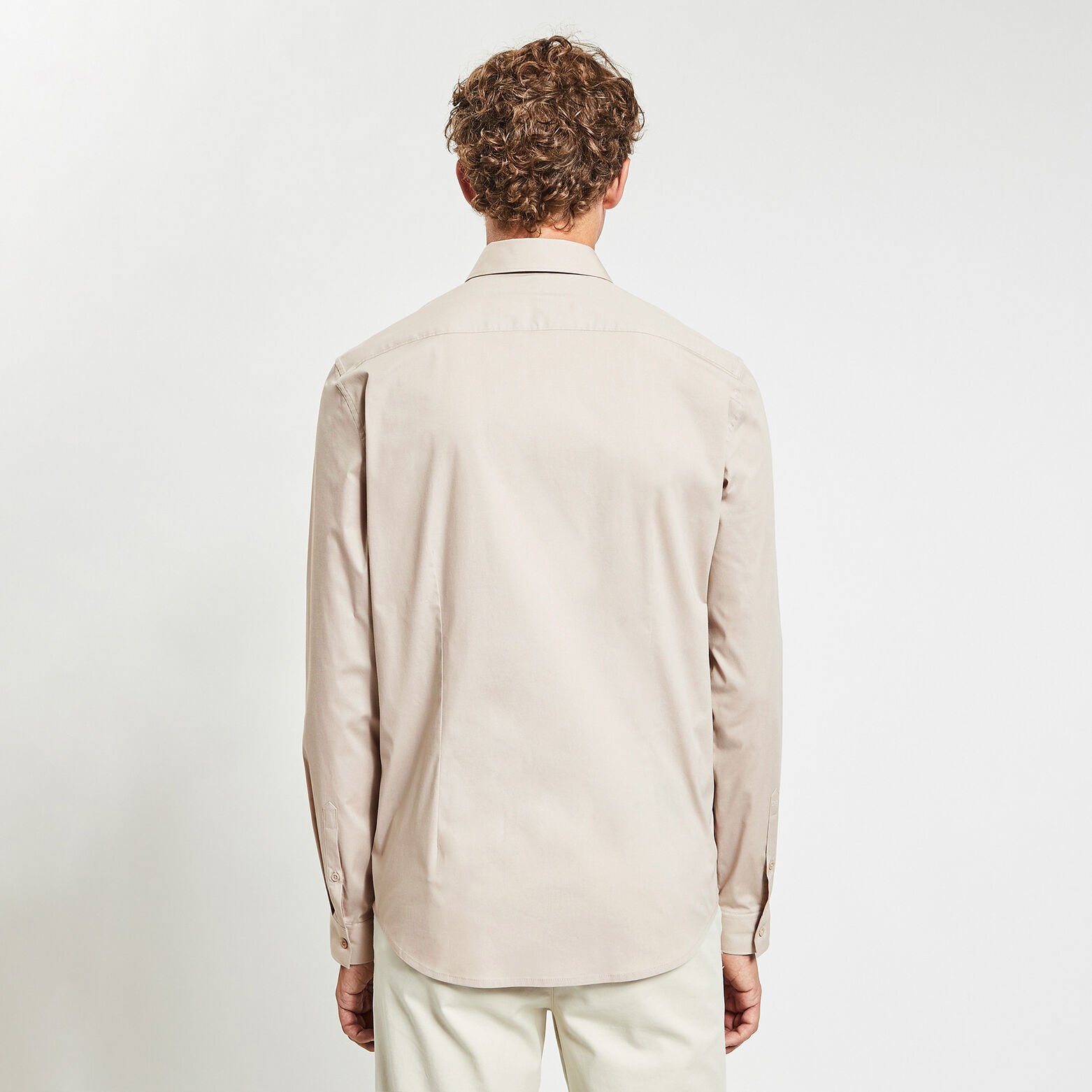 Chemise slim unie coton biologique stretch Ecru