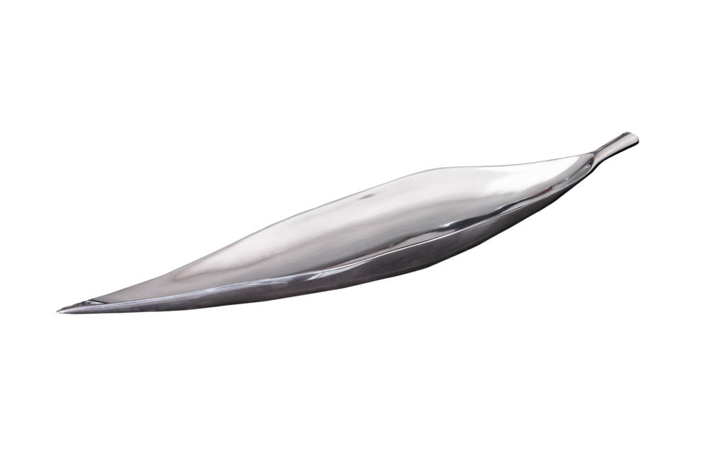 Handgearbeitete Deko Schale SILVER LEAF 80cm silber Aluminium