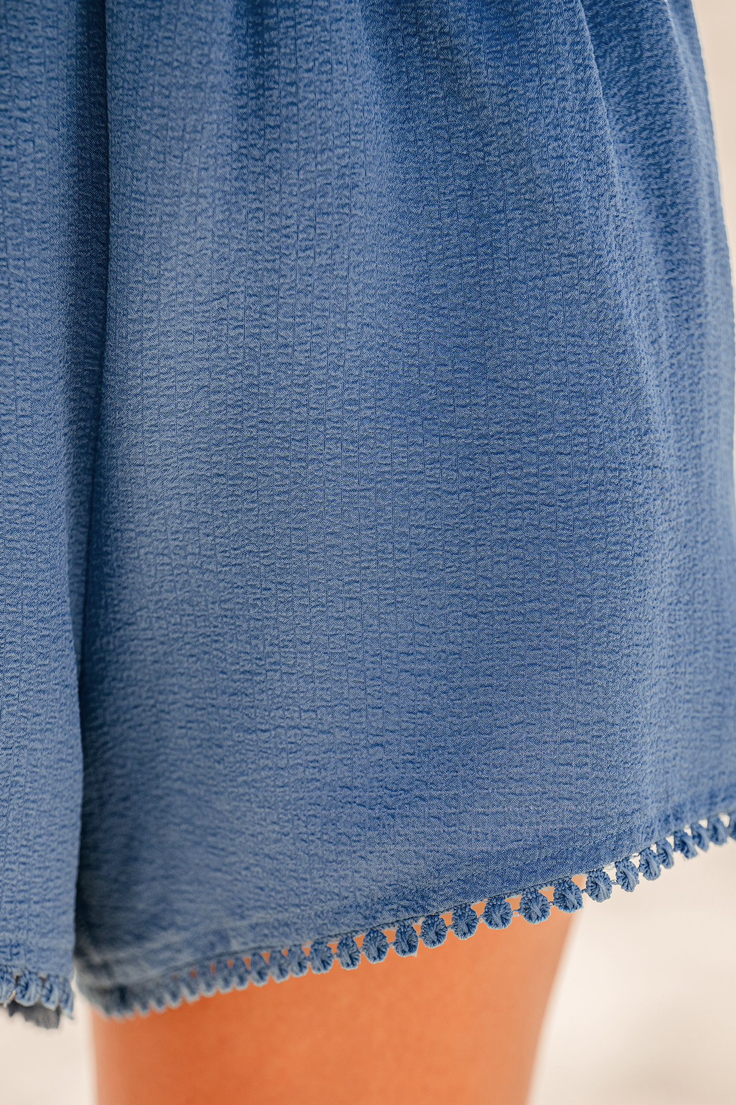 Short avec taille élastique à jambes larges bleu