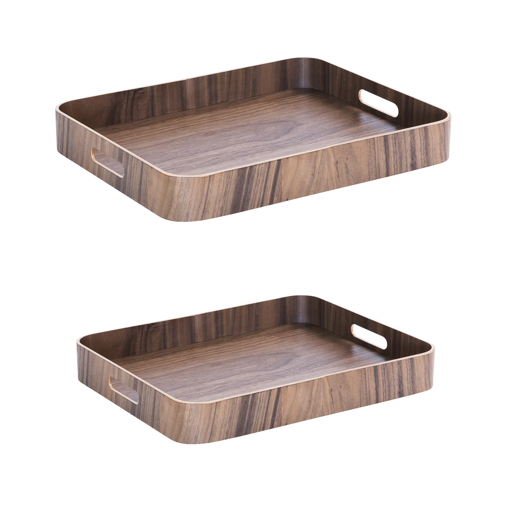 Set de 2 plateaux rectangles brun Table passion
