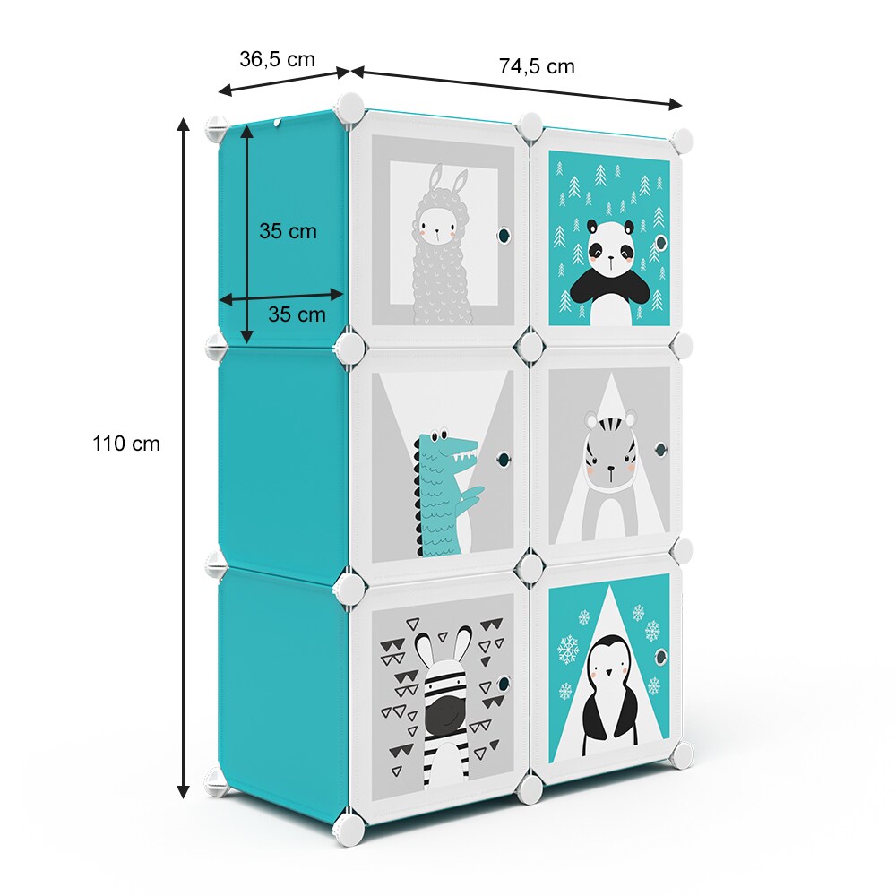 VICCO Kleiderschrank ANDY Kinder Regal DIY modular 6 Fächer Kleiderstange Steckregal