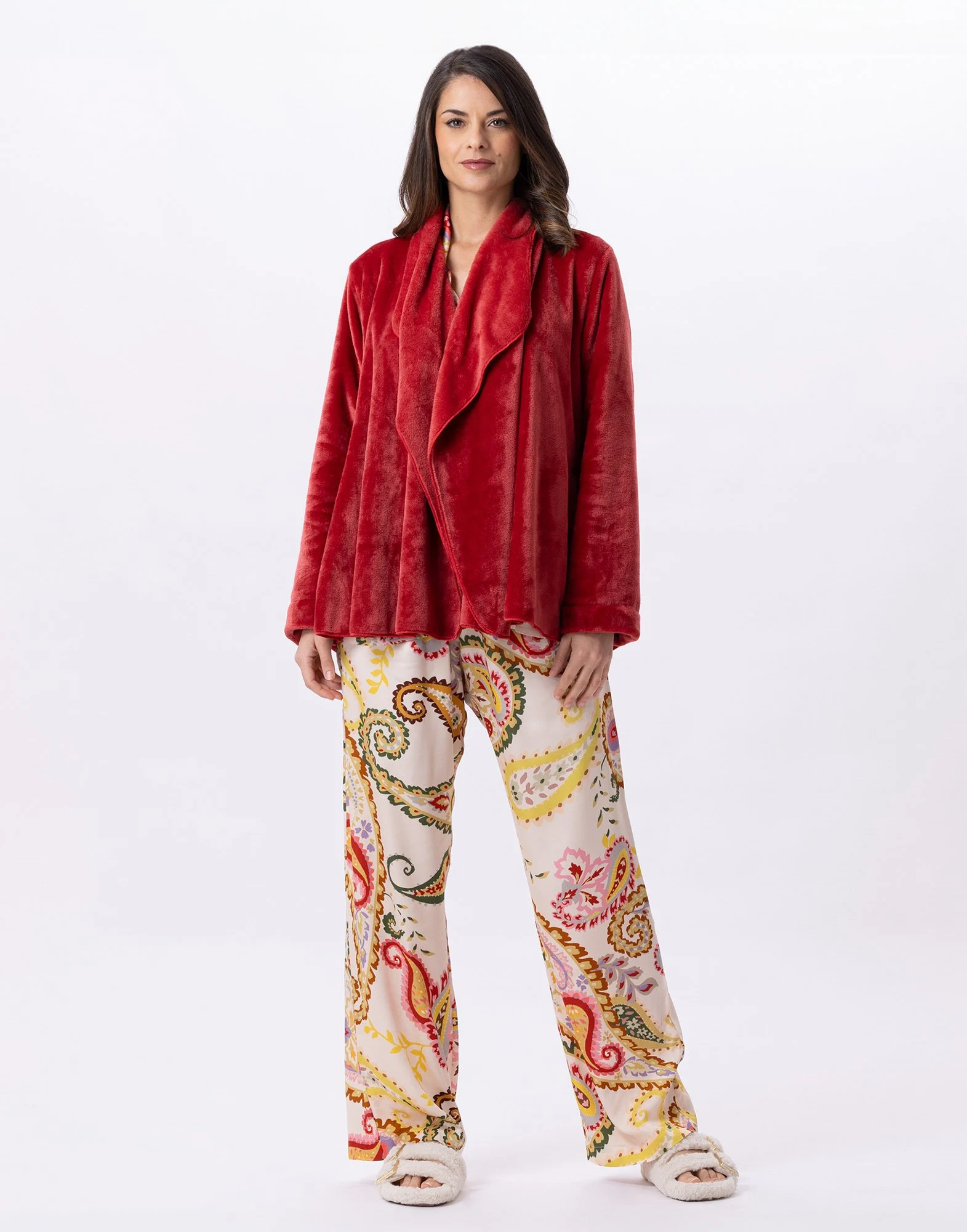 ESSENTIEL 873 - Veste en peluche flanelle | Rouge