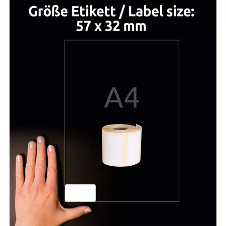 Avery Zweckform A1933084 Rollenetiketten Etiketten wasserfest 32 x 57 mm, 1 Rolle/400 Etiketten, weiß