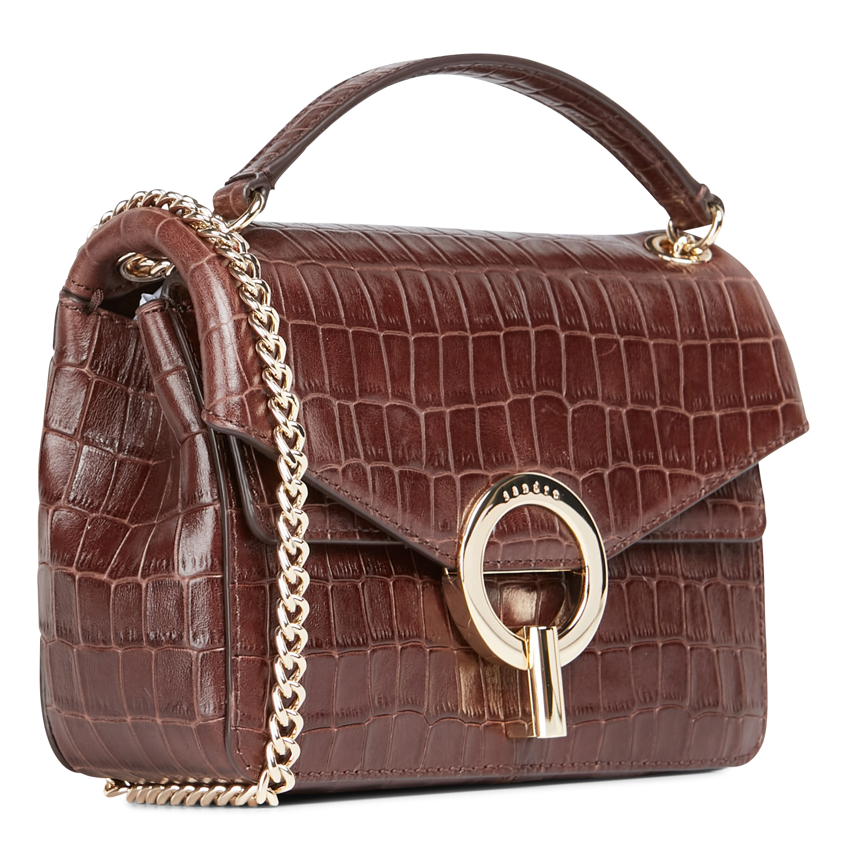 YZA PM - Sac en cuir aspect croco | Marron