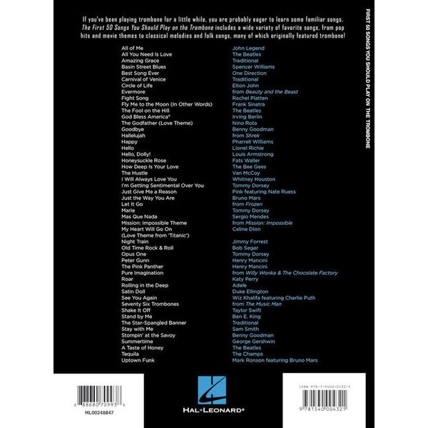 Hal Leonard 50 Songs You Should Trombone