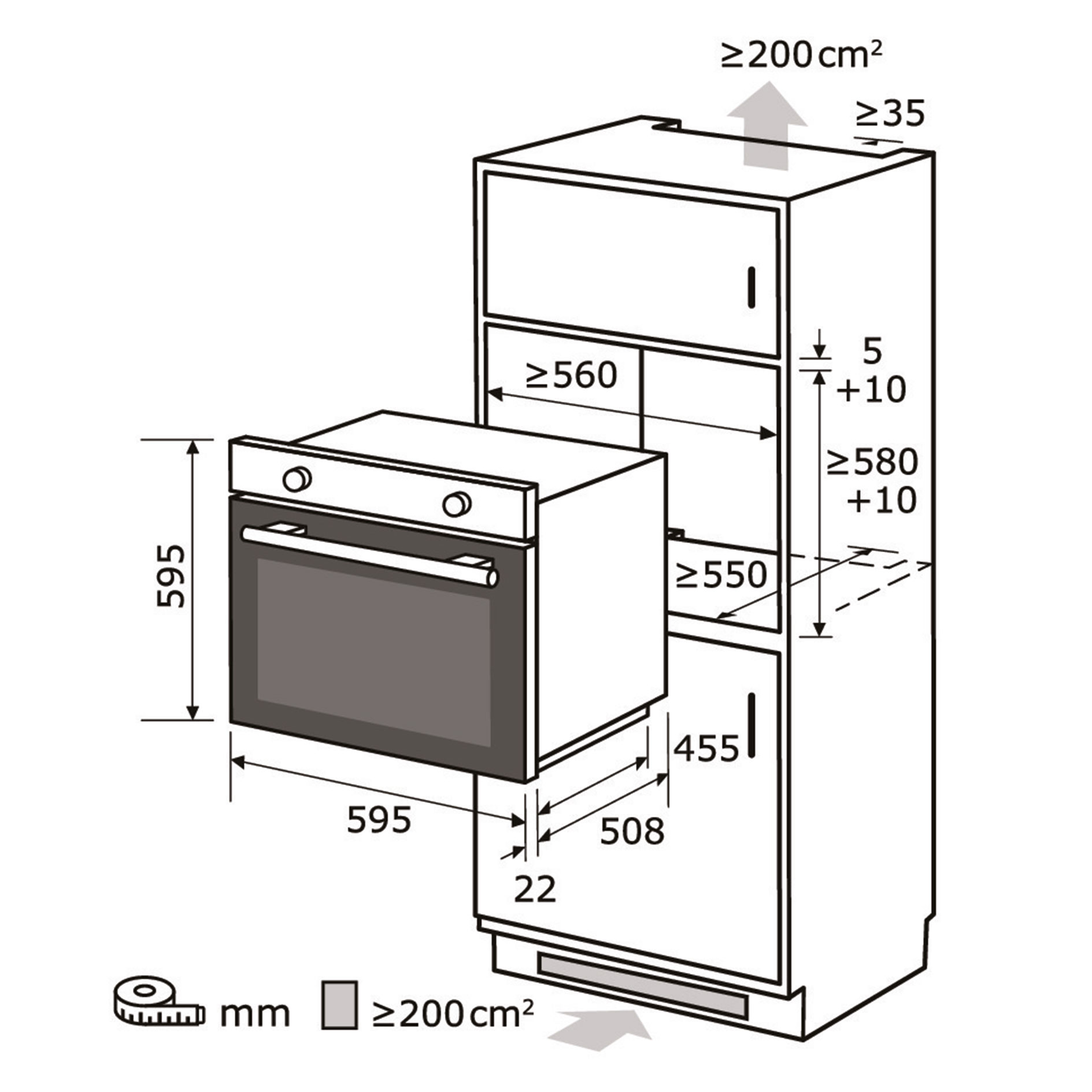 EXQUISIT Einbau-Backofen EBE 257-H-020 - schwarz - A
