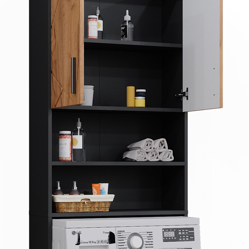 Vicco Waschmaschinenschrank Irma Anthrazit Eiche 64 x 191 cm Badezimmer