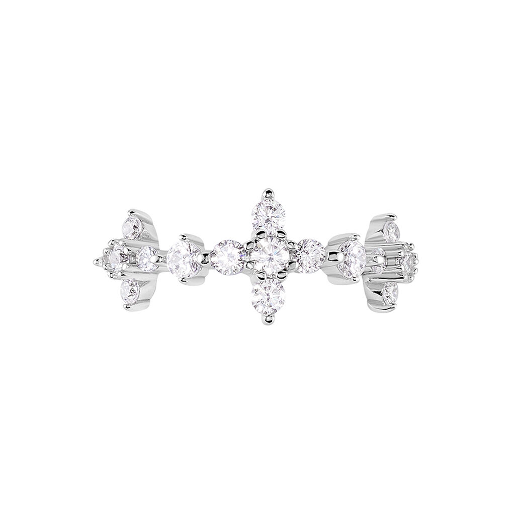 Bague Midnight Flower Argent Blanc Oxyde De Zirconium