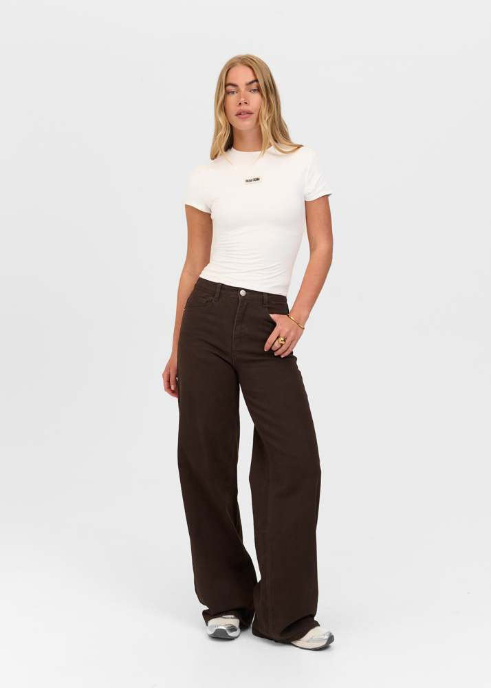 Wide leg stretch jeans deep choco