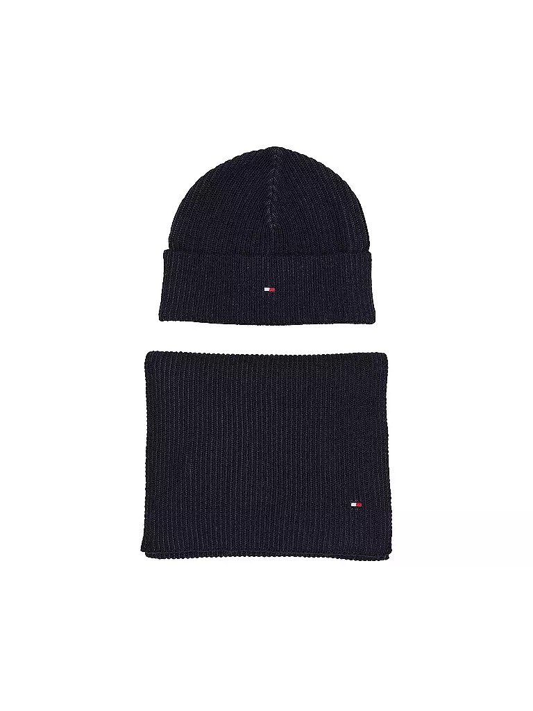 TOMMY HILFIGER Geschenkset Mütze und Schal blau