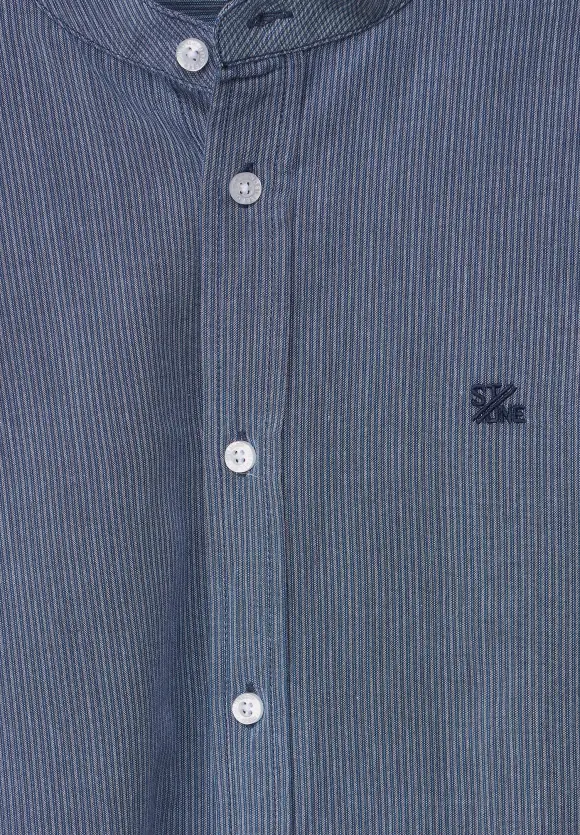Streifenhemd mit Stehkragen - night blue