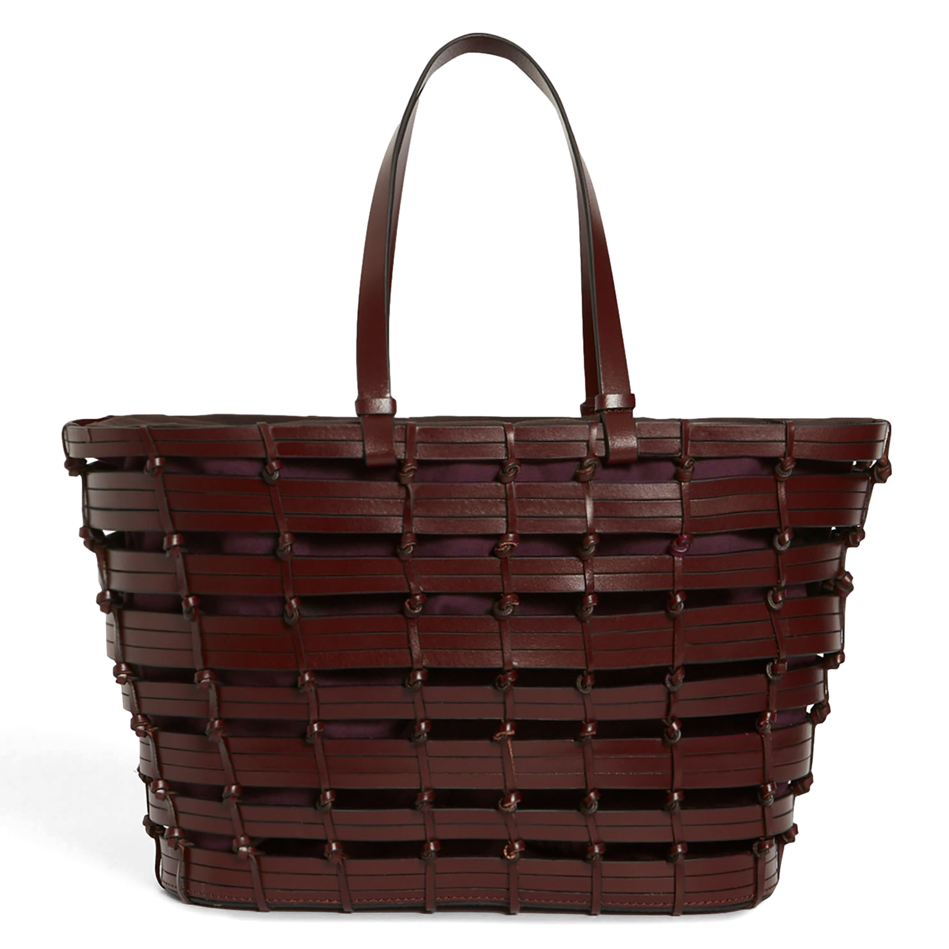 Panier tressé en cuir | Marron