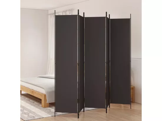 Cloison de séparation 5 panneaux Marron 250x220 cm Tissu