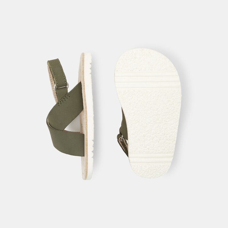 Sandale brides croisées cuir vertes bébé garçon Vert