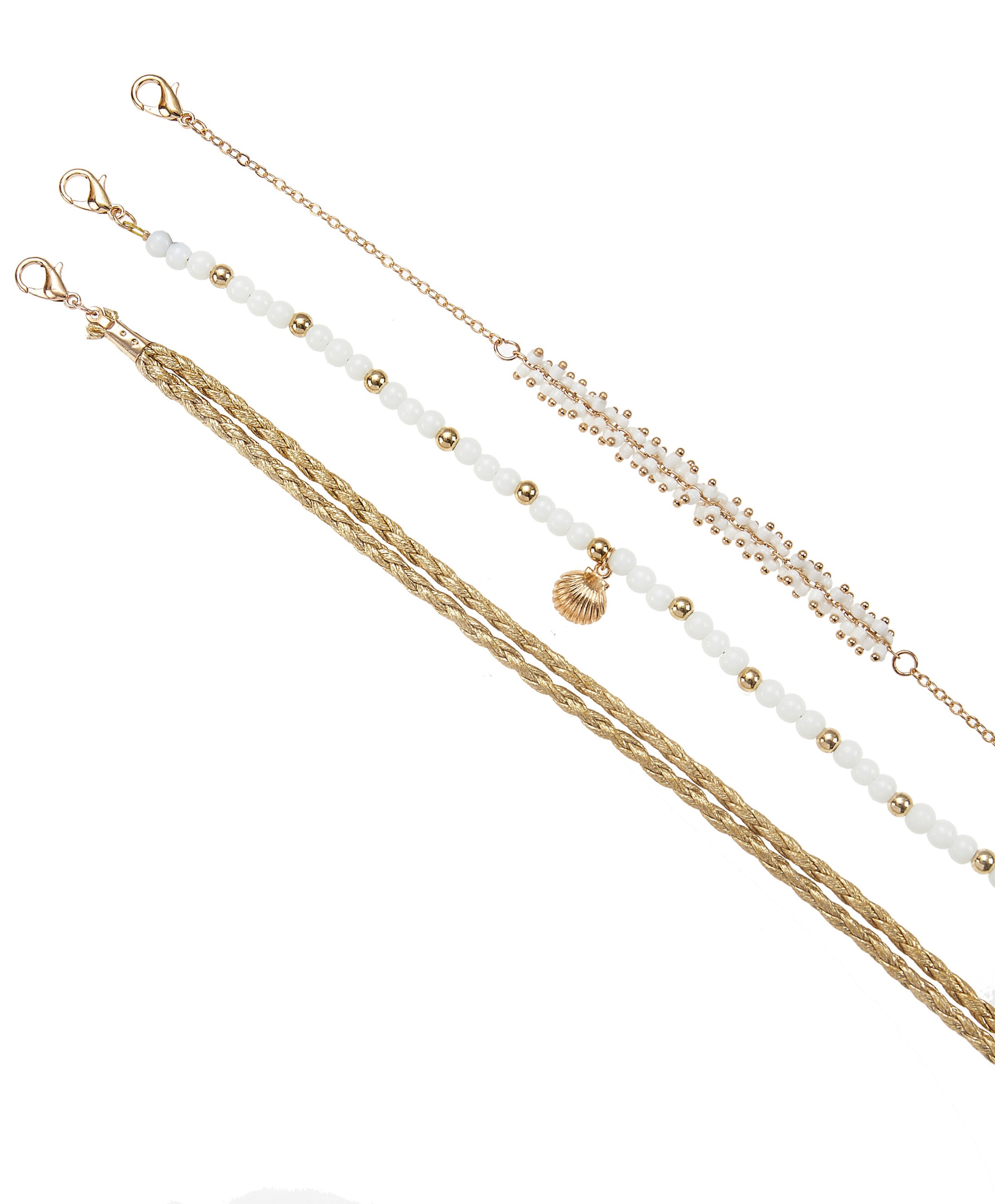 LASCANA Fußkette mit Anhänger in altgoldfarben-weiß