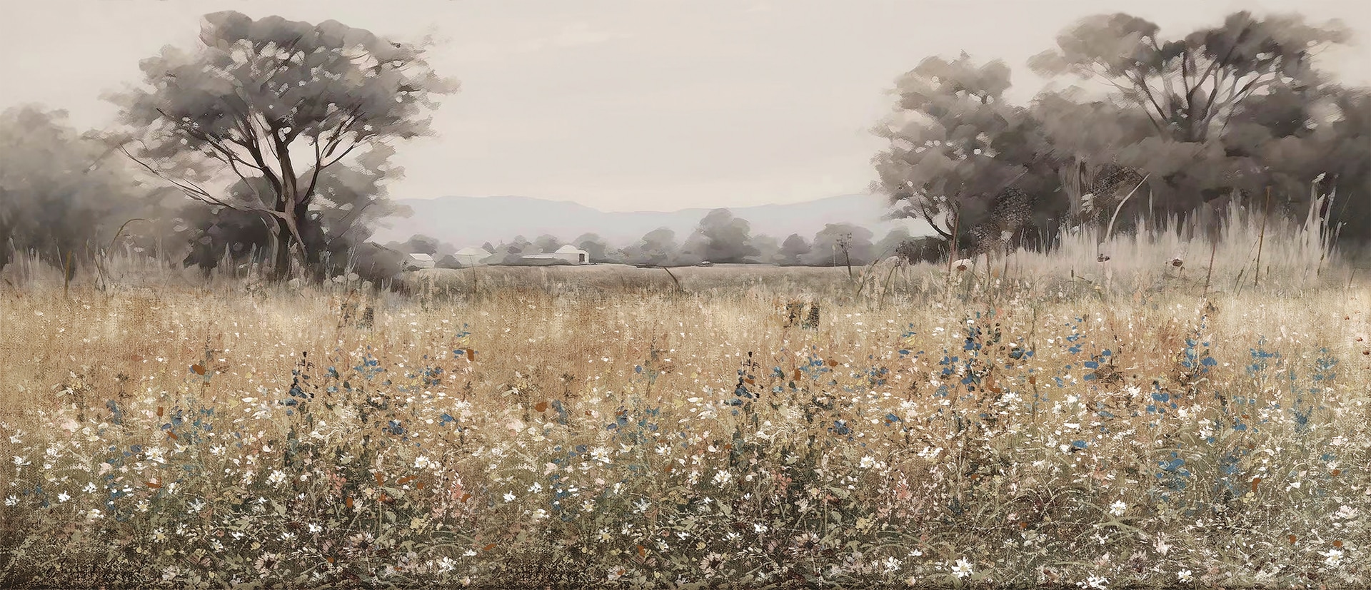 BÖNNINGHOFF Ölgemälde auf Echtholzrahmen WIESE 60x140cm