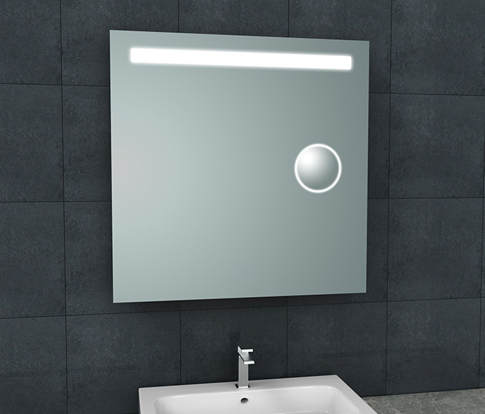 Mueller May spiegel met LED en scheerspiegel 80x80cm