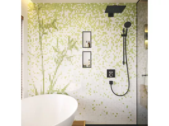 Façade pour mitigeur thermostatique encastré HANSGROHE ShowerSelect avec 2 fonctions noir mat