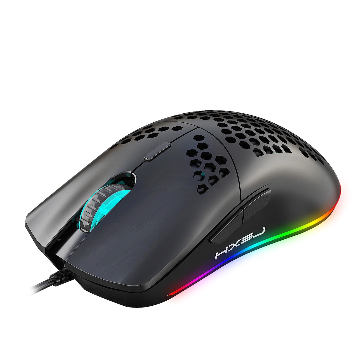 Lett kablet gamingmus med RGB-belysning, 6 justerbare DPI, 6-knapper Sort