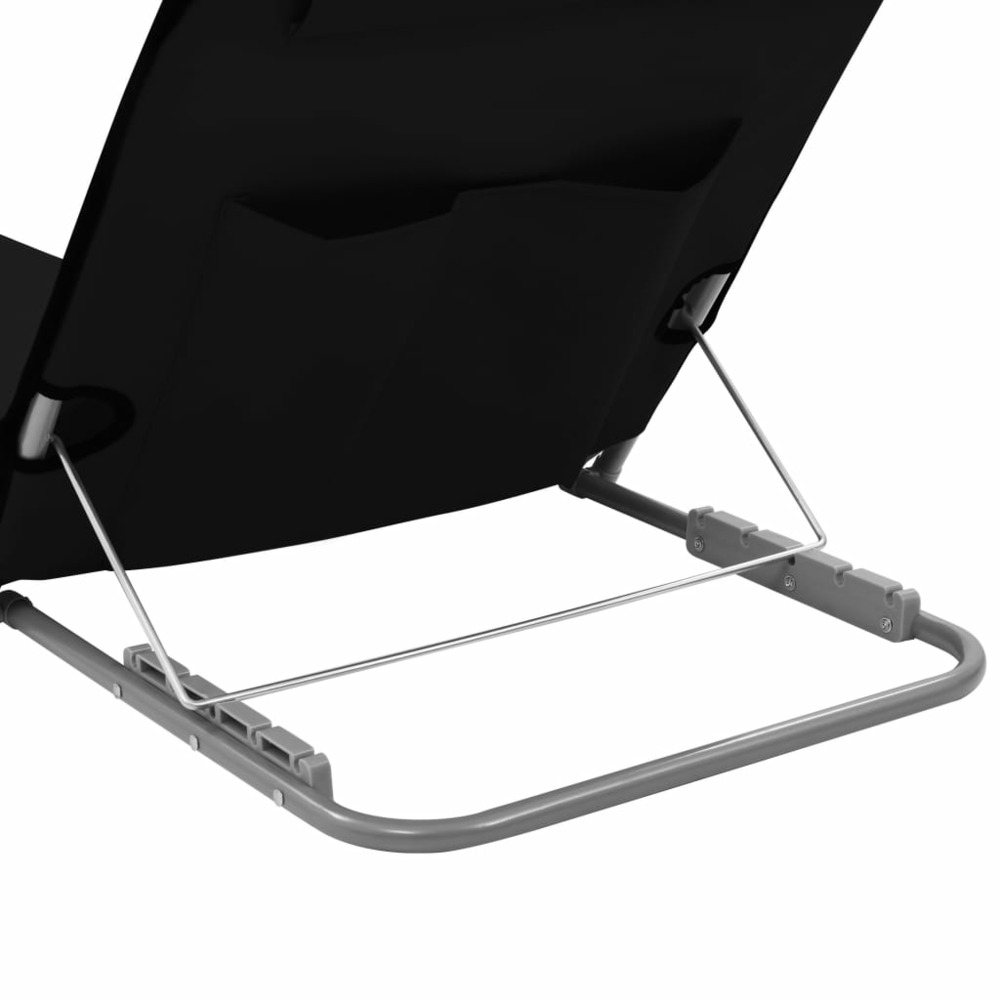 Tapis de plage chaise longue pliables 2 pièces acier et tissu noir