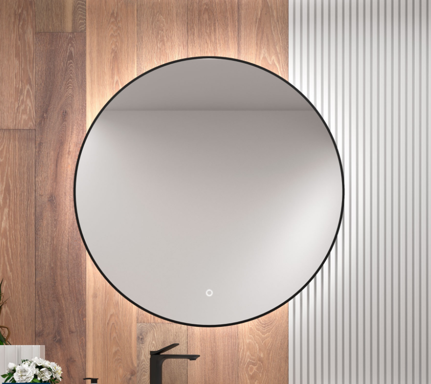 Muebles Globe ronde spiegel zwart met LED-verlichting 100cm