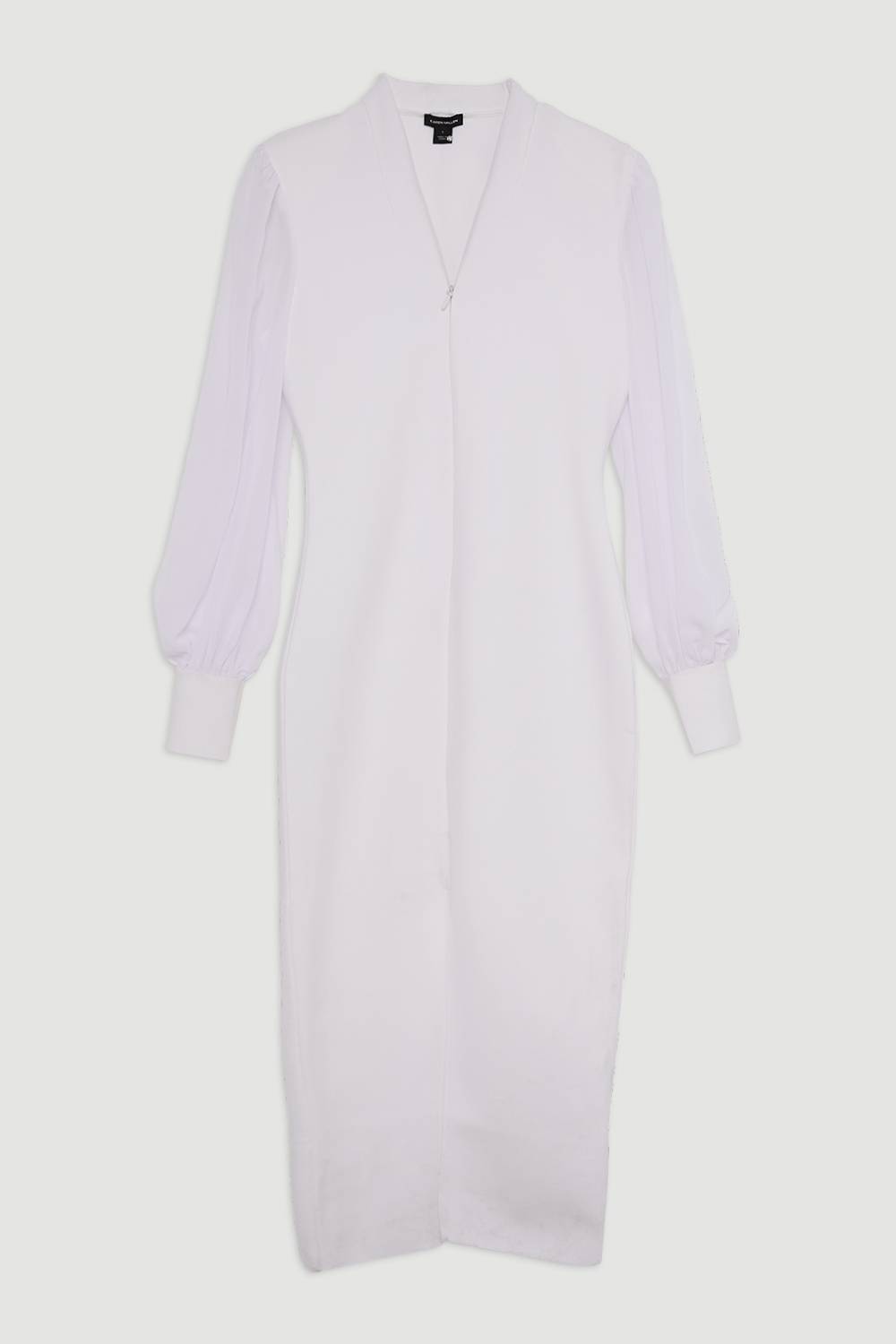 KarenMillen Robe en maille sculptante avec zip et manches en chiffon