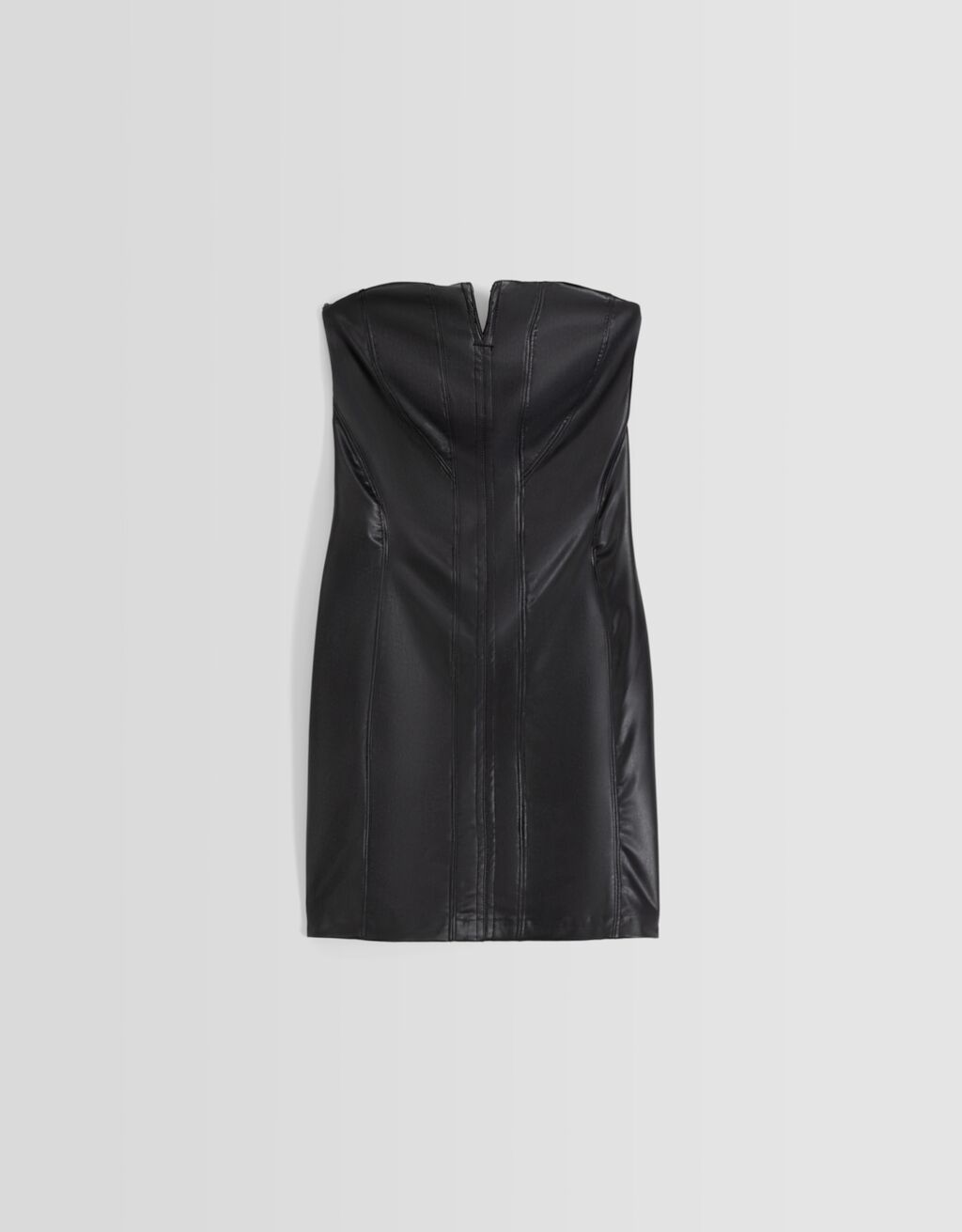 Vestido curto bustiê em couro sintético