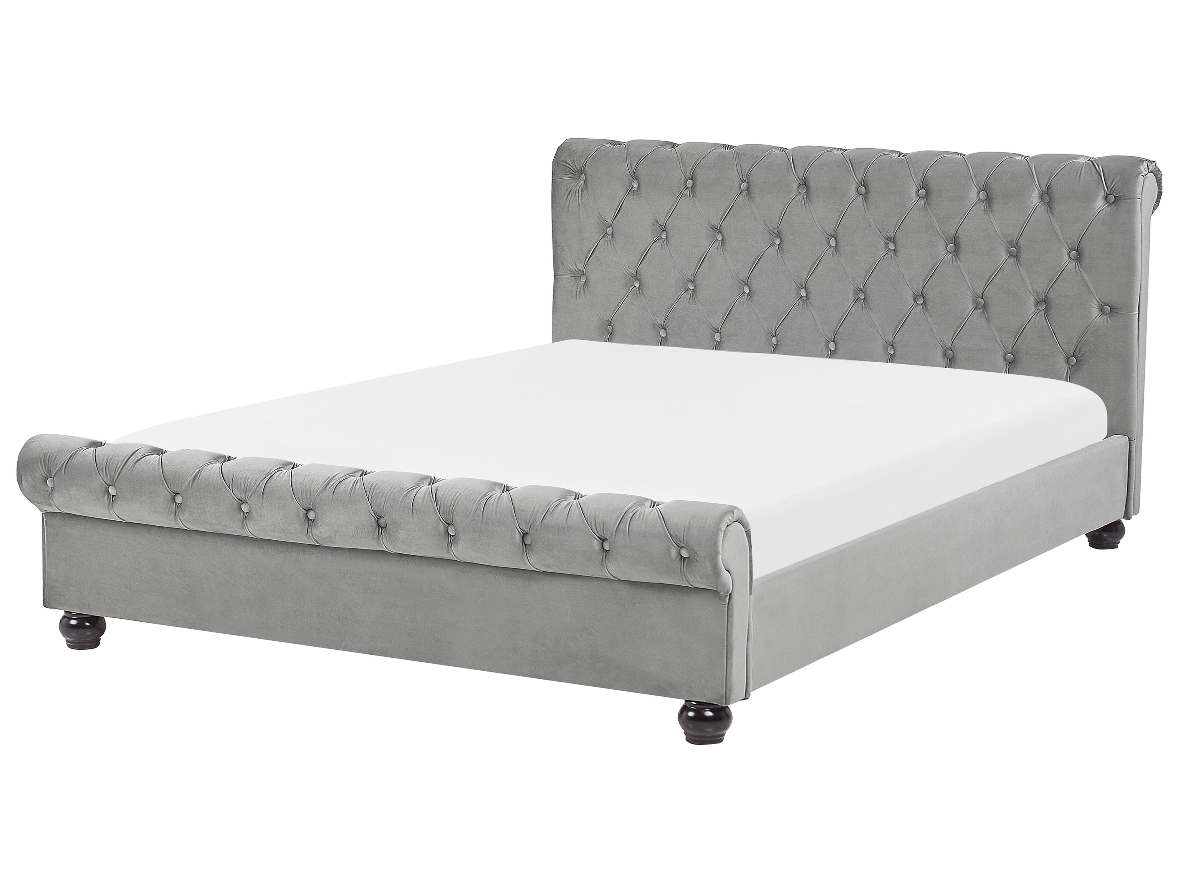 Waterbed Fluweel AVALLON 180 x 200 cm Grijs