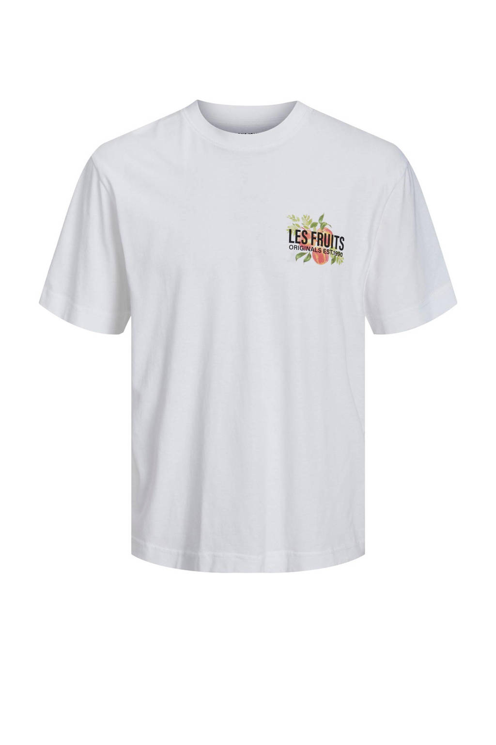 JACK & JONES T-shirt JORFLORES met backprint wit
