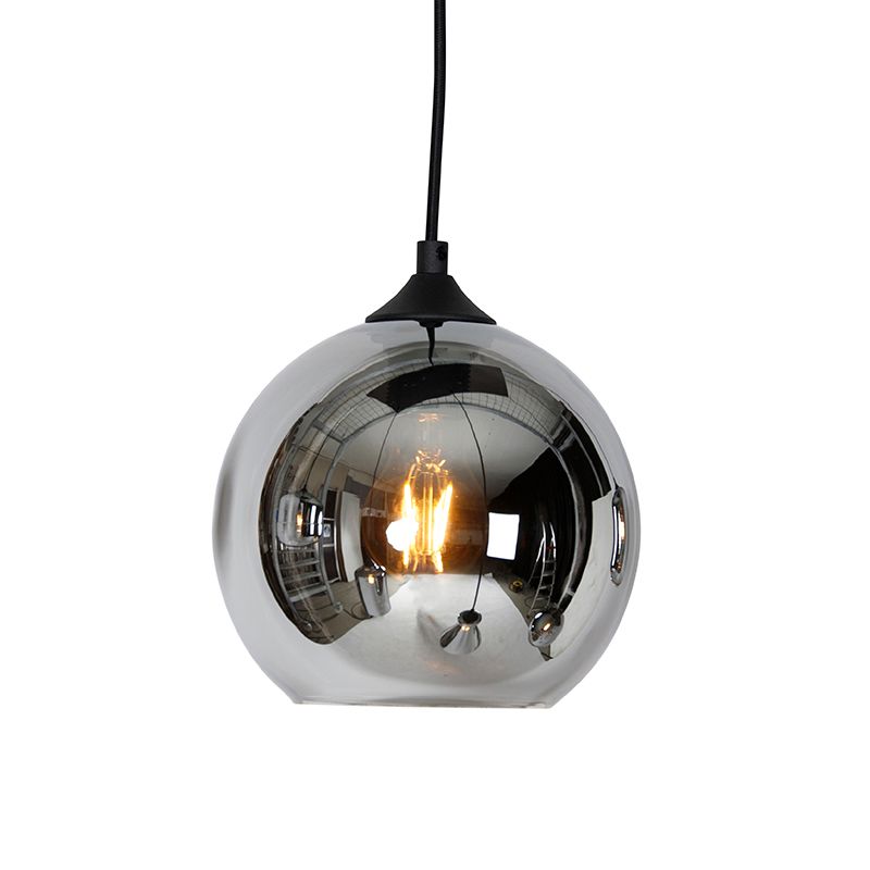 Art deco hanglamp zwart met smoke glas 6-lichts - Wallace