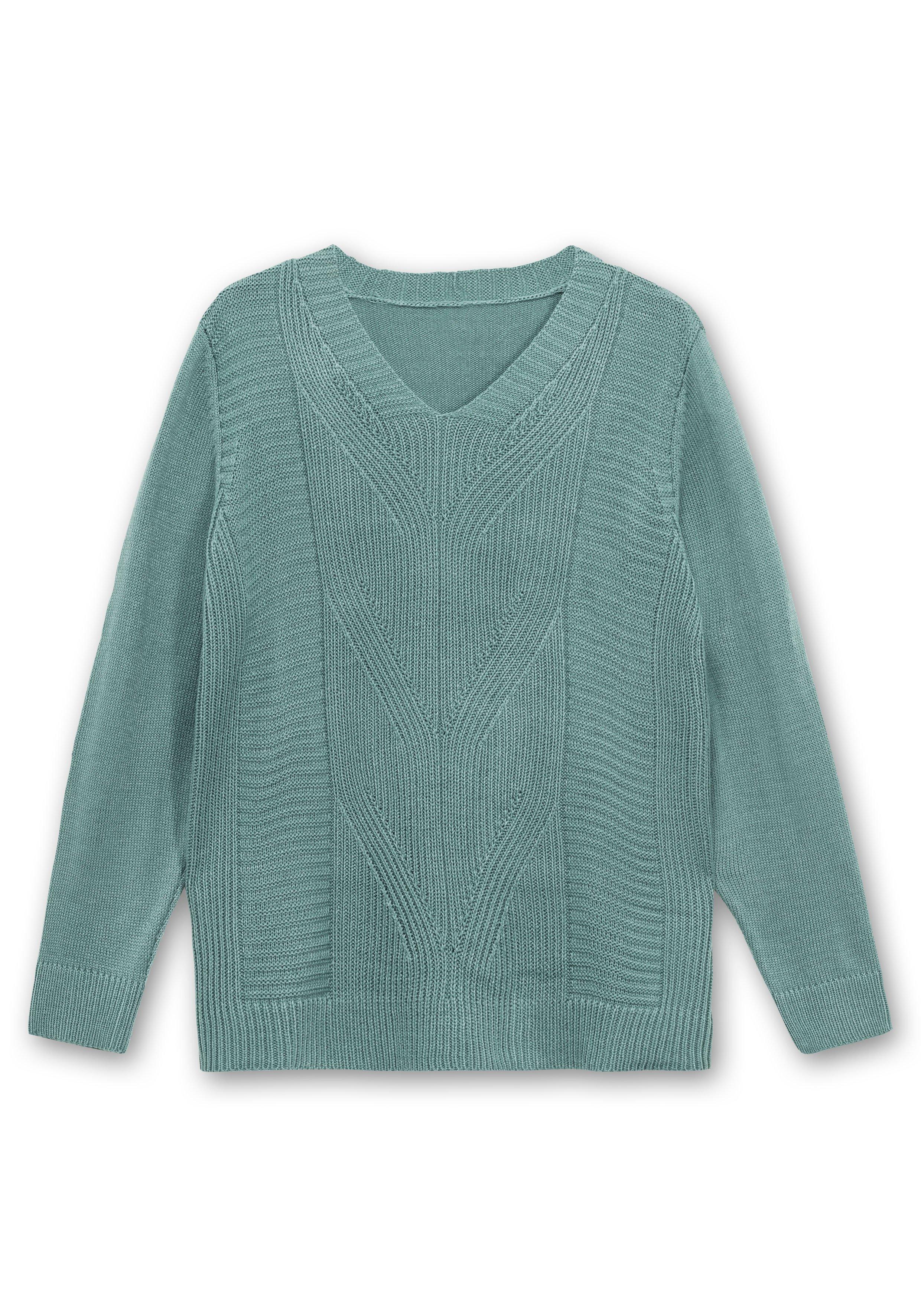 Pullover mit Zopfstrickmuster im Vorderteil