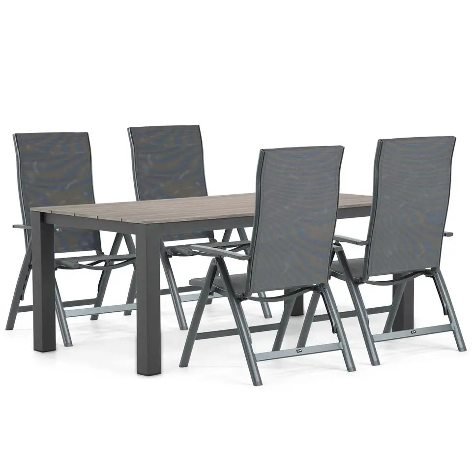 Tuinset 4 personen 180 cm Aluminium/textileen Grijs Hartman Sitges/Valley