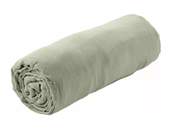 OUREA - Drap Housse 200x200cm Gaze de Coton Romarin