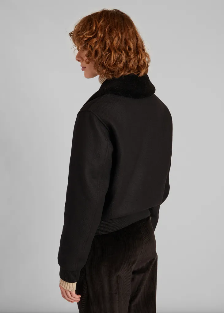 Blouson col effet mouton en laine vierge L'Exception Paris