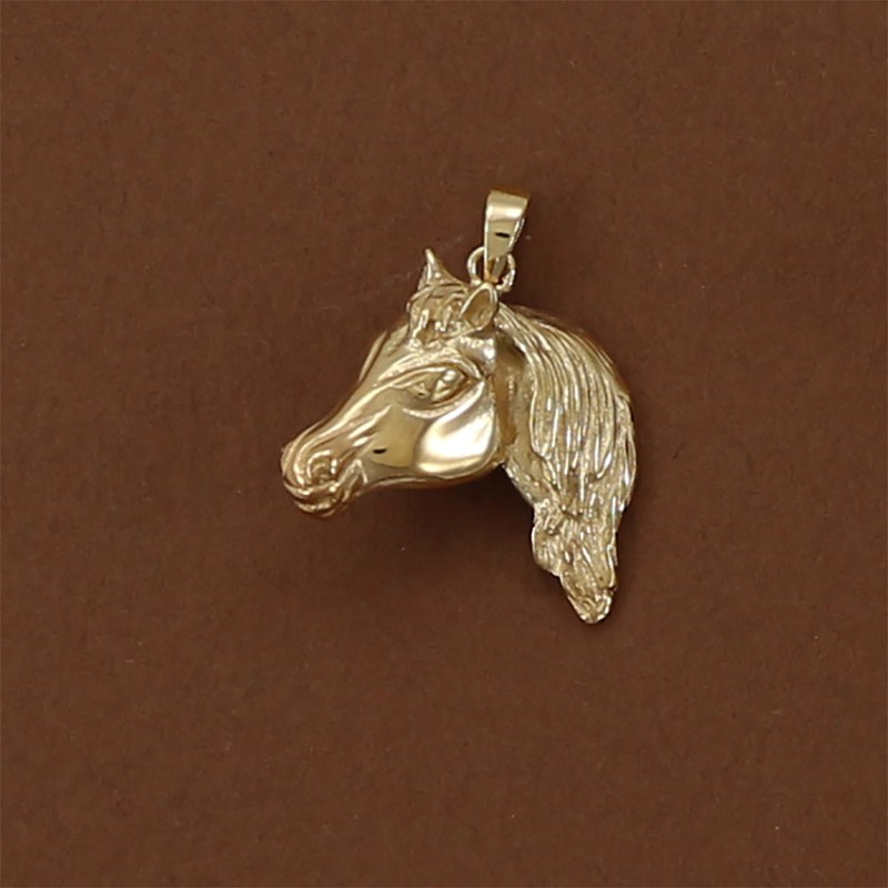 Pendentif tête de cheval pur-sang arabe - Plaqué or