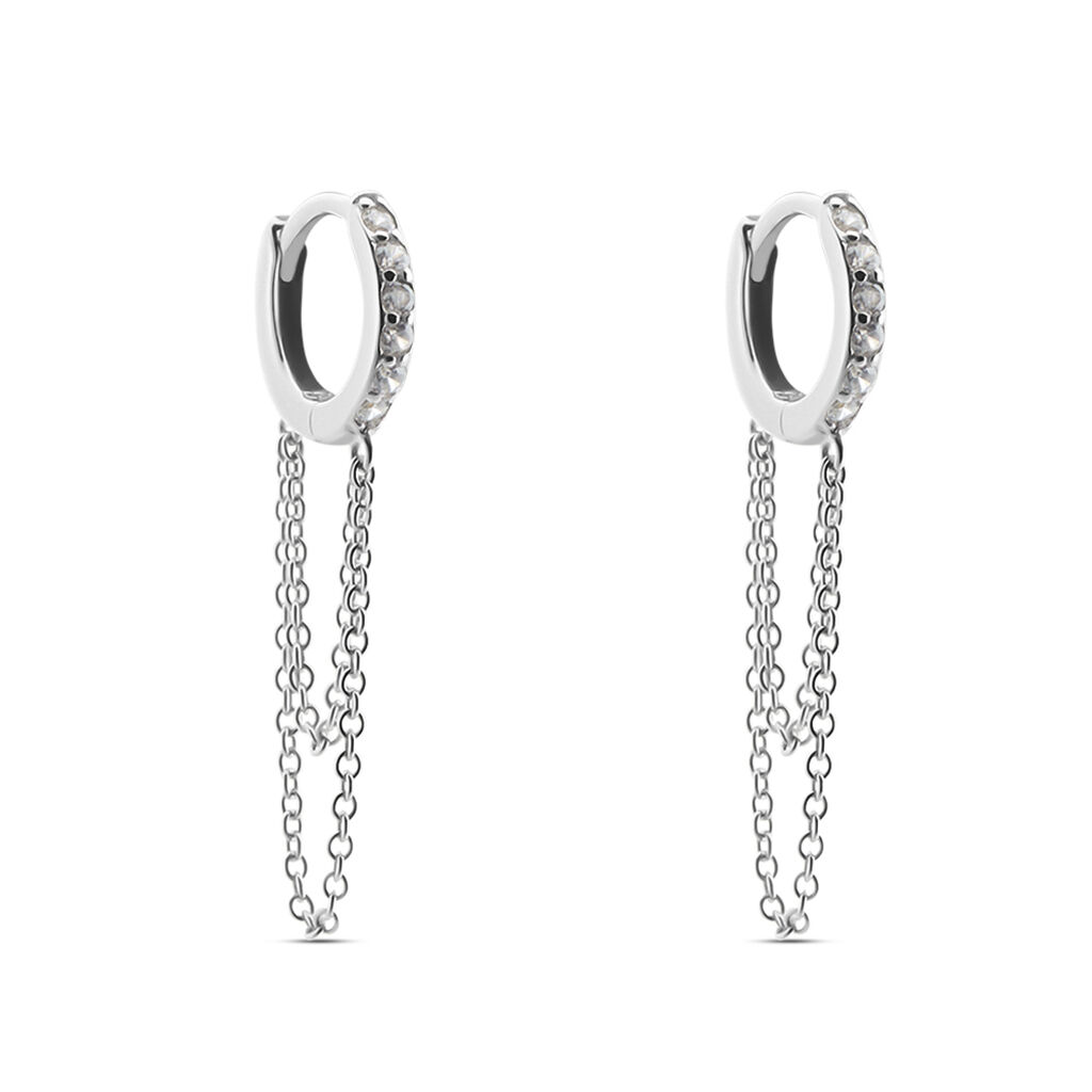 Créoles Argent Blanc Ibai Oxydes De Zirconium