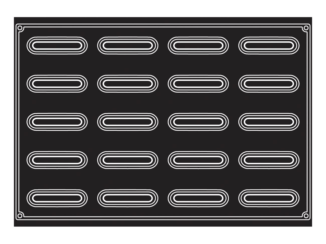 Moule silicone Pavoflex - 20 bandes creuses - 60 x 40 cm - Pavoni