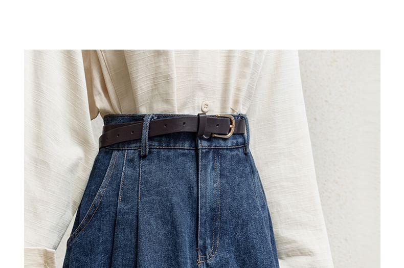 Rusutsu - Mini A-lijn denim shorts met hoge taille en plooien