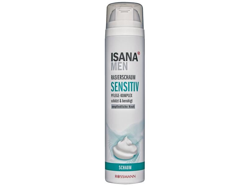 Isana men Rasierschaum Sensitiv 2 x 300 ml Pflegender Rasierschaum mit hautberuhigender Pflege-Formel für empfindliche Männerhaut