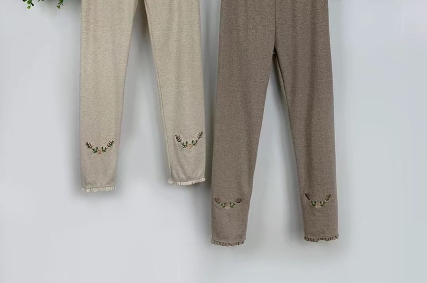 Santeh - Cropped legging met geborduurde bloemen
