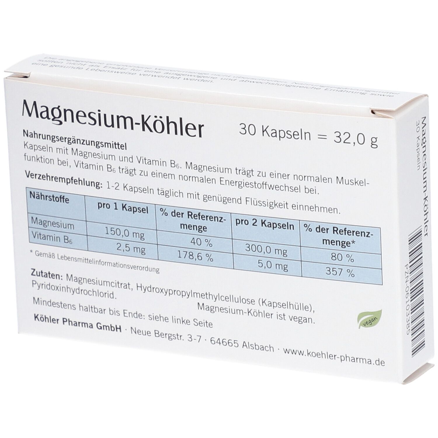 Magnesium-Köhler Kapseln