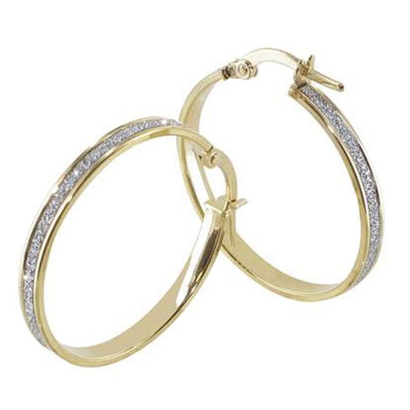 Boucles d'Oreilles Créoles Or  Jaune - Pailletées