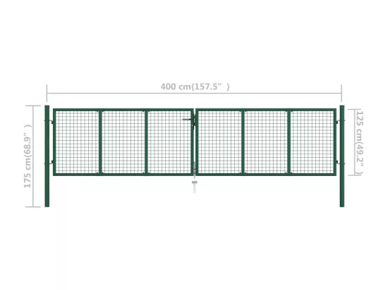Portail en treillis de jardin Acier 400x125 Vert