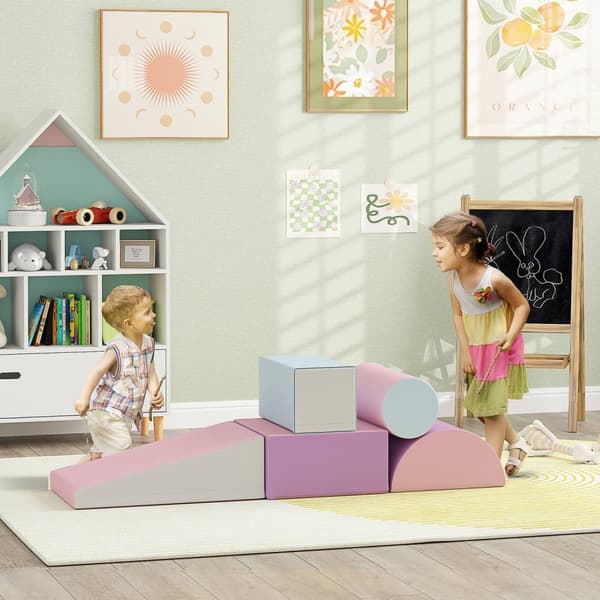 Myke byggeklosser Sett med 5 skumbyggeklosser Gigantiske byggeklosser Byggeleker Skumklosser for 1-3 år gamle barn Kunstskinn EPE
