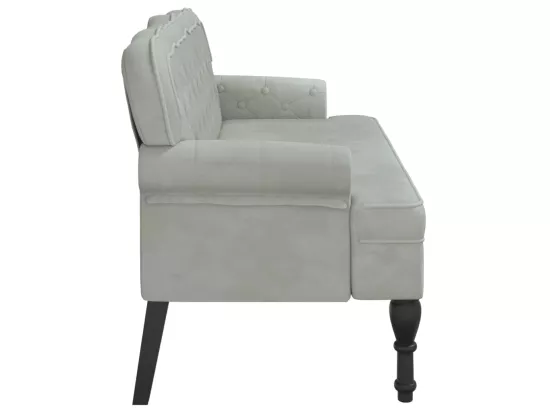 Banc avec dossier gris clair 119,5x64,5x75 cm velours