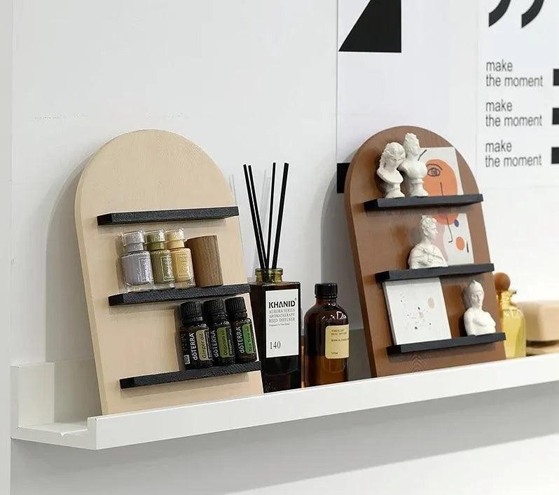 Nordic Vertical Wooden Storage Shelf (Beige  / Brown / Green) | Modern Home Decoration Organizer