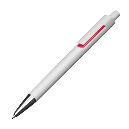 Macma Kugelschreiber mit farbigen Applikationen, weiß-rot, 10 Stück