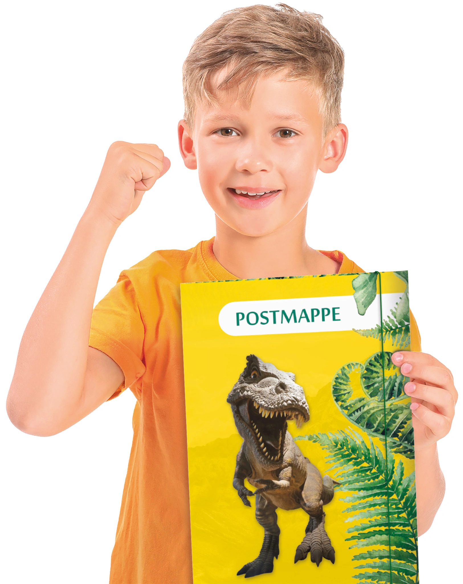 Postmappe TYRANNOSAURUS (24x33) A4 in gelb/grün