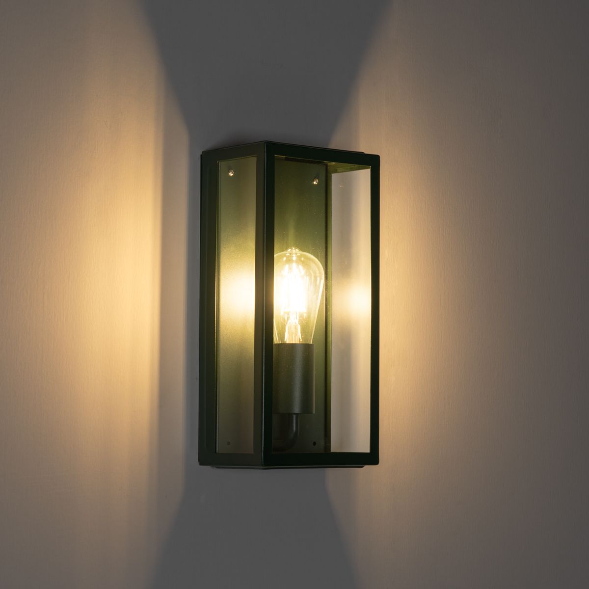 Industriële buiten wandlamp donker groen met glas IP44 - Rotterdam